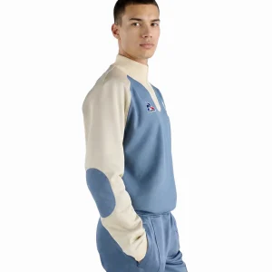 Polo manches longues col zippé contrasté double face avec coudières JO Milano-Cortina